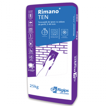 Tencuiala pe baza de ipsos Rigips Rimano Ten, aplicare manuala, pentru interior, 25 kg