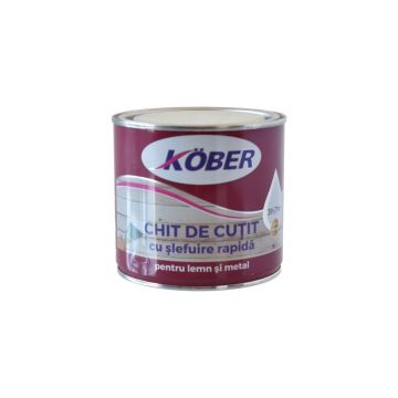 Chit de cutit cu slefuire rapida Kober, pentru lemn si metal, alb, 1 kg