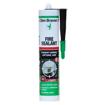 Izolant, negru, Den Braven Fire Sealant 1200°C, interior, 280 ml