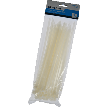 Coliere reutilizabile PVC Strohm, 7-6 x 250 mm, alb, 50 bucati