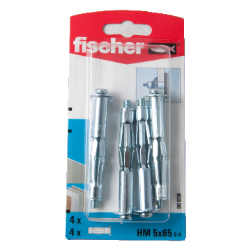 Diblu din metal cu surub, Fischer HM, 5 x 65 mm, 5 x 73 mm, 4 buc