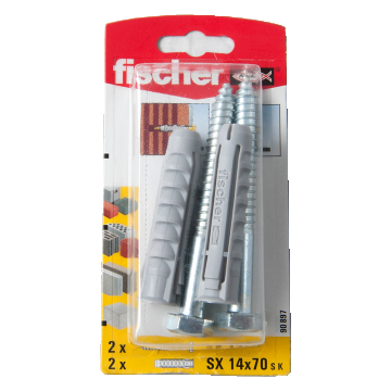 Diblu din nailon cu surub, Fischer SX, 14 x 70 mm, 10 x 95 mm, 2 buc