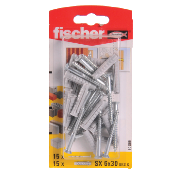 Diblu din nailon cu surub, Fischer SX, 6 x 30 mm, 4,5 x 45 mm, 15 buc