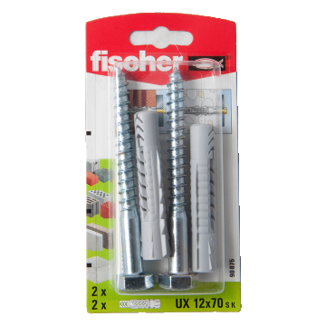 Diblu din nailon cu surub, Fischer UX, 12 x 70 mm, 10 x 100 mm, 2 buc