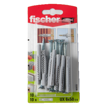 Diblu din nailon cu surub, Fischer UX, 6 x 50 mm, 4,5 x 60 mm, 10 buc