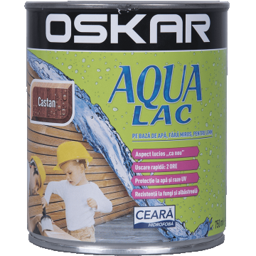 Lac pentru lemn Oskar Aqua, castan, interior/exterior, 0.75 l