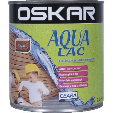 Lac pentru lemn Oskar Aqua, castan, interior/exterior, 2.5 l