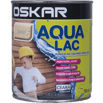 Lac pentru lemn Oskar Aqua, incolor, interior/exterior, 0.75 l