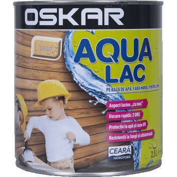 Lac pentru lemn Oskar Aqua, incolor, interior/exterior, 2.5 l