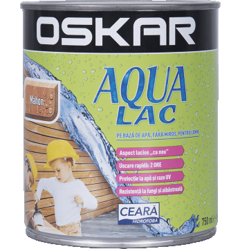 Lac pentru lemn Oskar Aqua, mahon, interior/exterior, 0.75 l