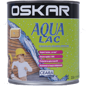 Lac pentru lemn Oskar Aqua, pin, interior/exterior, 2.5 l