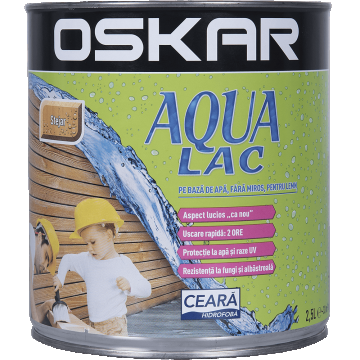Lac pentru lemn Oskar Aqua, stejar, interior/exterior, 2.5 l