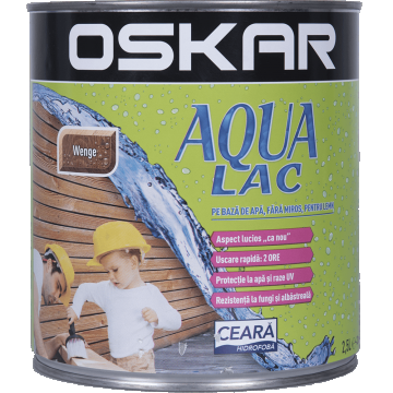 Lac pentru lemn Oskar Aqua, wenge, interior/exterior, 2.5 l