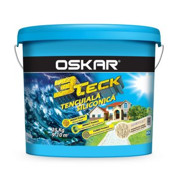 Tencuiala decorativa siliconica Oskar 3Teck, aspect scoarta de copac, granulatie 1.5 mm, interior/exterior, crem, 25 kg