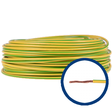 Cablu electric MYF (H05V-K) 6 mmp, izolatie PVC, galben-verde