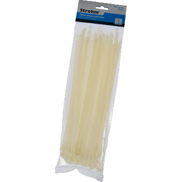 Coliere reutilizabile PVC Strohm, 7-6 x 300 mm, alb, 50 bucati