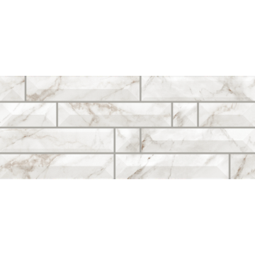 Faianta bucatarie glazurata Atlantis 7C, alb, lucios, aspect de piatra, 50 x 20 cm