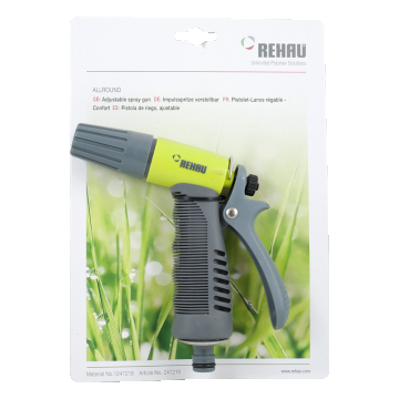 Pistol pentru stropit cu impulsuri Rehau, plastic, gri/galben, ajustabil