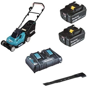 cordless lawn mower DLM382PM2, 36Volt (2x18V) (blue / black, 2x Li-ion battery 4.0Ah)