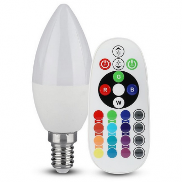 Bec LED cu telecomanda SKU-2771 E14 3.5W Dimabil RGB si 6400K Alb rece