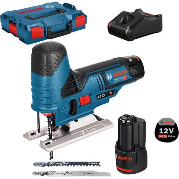 Fierastrau Vertical GST 12V-70 cu Acumulator 12V 70mm 2 x Acumulatori GBA 12V 2.0Ah Incarcator Rapid GAL 1230 CV + L-Boxx 102