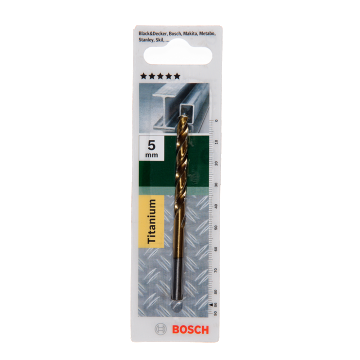 Burghiu Bosch HSS-TiN DIN 338, mandrina standard, pentru metal, 5 mm