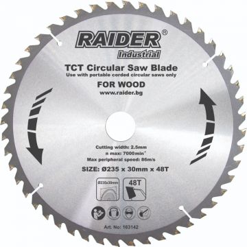 Disc circular debitare lemn Raider, 235 x 30 x 2.5 mm