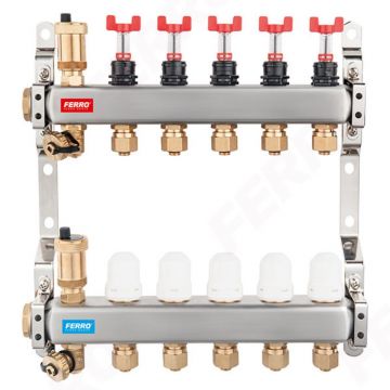 Distribuitor SN-RZP12S Ferro, 12 circuite, inox, 1 inch