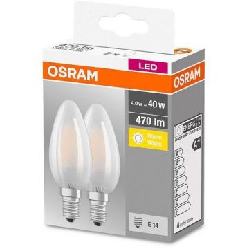 Set 2 becuri LED E14 LED BASE CLASSIC B 4W 40W 2700K 470 lm A++ Lumina calda Set 2 becuri LED E14 LED BASE CLASSIC B 4W 40W 2700K 470 lm A++ Lumina calda
