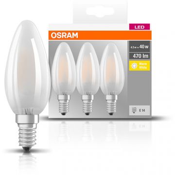 Set 3 becuri LED Mat 4W E14 B40 2700K lumina calda 470 lumeni A++ Set 3 becuri LED Mat 4W E14 B40 2700K lumina calda 470 lumeni A++