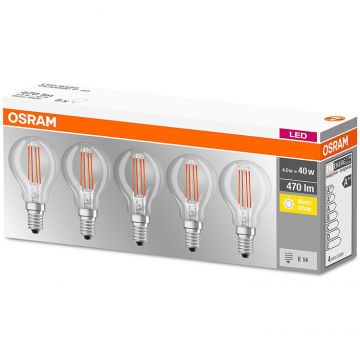 Set 5 becuri LED 4W E14 P40 2700K lumina calda 470 lumeni A++ Set 5 becuri LED 4W E14 P40 2700K lumina calda 470 lumeni A++