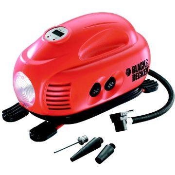 BLACK + DECKER compressor ASI200-XJ, 8,27bar, air pump (orange / black, 12 volt cigarette lighter connector)