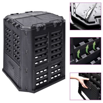 Compostor de grădină negru 689x689x839 cm 360 L