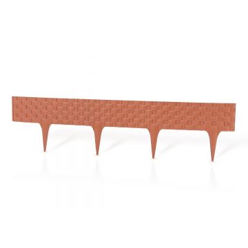 Gard pentru gradina din plastic flexibil, aramiu, model ratan, set 3 buc, 82x9.5/20 cm, 2.40 m, Gardenplast