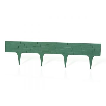 Gard pentru gradina din plastic flexibil, verde, model piatra, set 3 buc, 78x9.5/20 cm, 2.34 m, Gardenplast