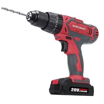 Masina de gaurit, insurubat (bormasina), cu percutie, cuacumulator 2 Ah, 20V Li-ion,mandrina0.8-13mm, Worcraft