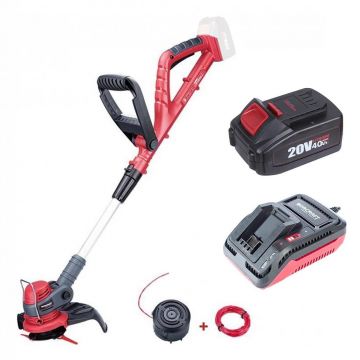 Motocoasa, trimmer, pentru tuns iarba, electric, cu acumulator 4Ah, incarcator 20V Li-ion, maner telescopic, 24 cm, Worcraft