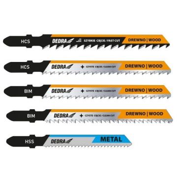 Panza, lama, fierastrau pendular, pentru lemn, metal, HCS si BIM, set 5 buc,Dedra