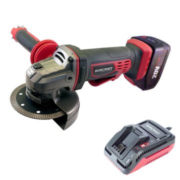 Polizor unghiular, flex, cu acumulator 2 Ah, incarcator 20V Li-ion,115 mm, Worcraft
