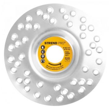 Disc circular slefuit, modelat, cu gauri, otel carburat, pentru lemn, plastic, 125x22mm, Strend Pro