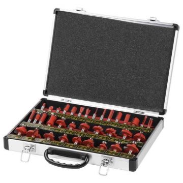 Frezepentru lemn, geanta aluminiu, set 35 piese, diametru 8 mm