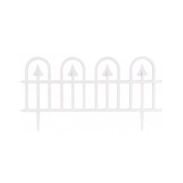 Gard de gradina decorativ, plastic, alb, set 4 buc, 61x32cm