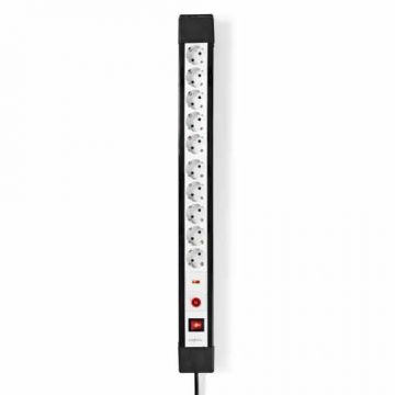 Prelungitor cu protectie Nedis, 10 prize, 3m, Schuko Tip F, alb negru