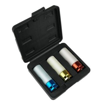Trusa 3 capete tubulare de impact,pentru jante aluminiu, 17/19/21 mm, 85 mm, 1/2