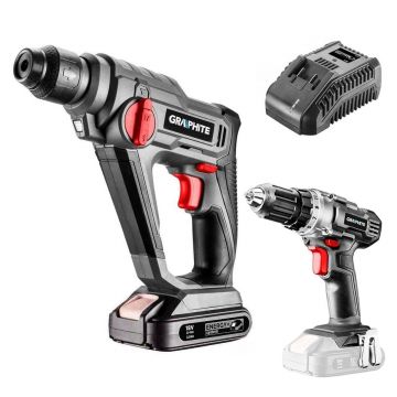 Ciocan rotopercutor SDS Plus,cu acumulator 2 Ah, incarcator 18VLi-ion+CADOU Masina de gaurit,Graphite Energy