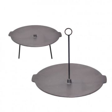 Disc pentru gratar,fonta, 2 functii, cu picioare si agatator, 44x23.5 cm, Perfect Home