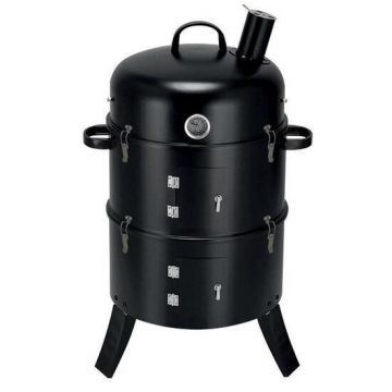 Gratar gradina, grillrotund, cu capac, 3 etaje, 44x78 cm, Smoker