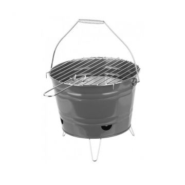 Gratar gradina, tip galeata, grill rotund, metalic, cu maner, 27x22 cm, BBQ Finch