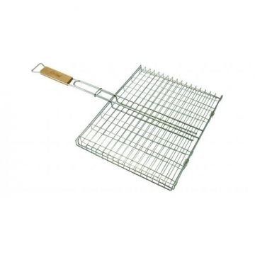 Gratar mobil cu blocare, maner lemn, dreptunghiular, 38x29 cm, Perfect Home