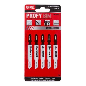 Panza, lama, fierastrau pendular, pentrumetal, profi, BIM, prindere tip T, set 5 buc, 76 mm, Beorol